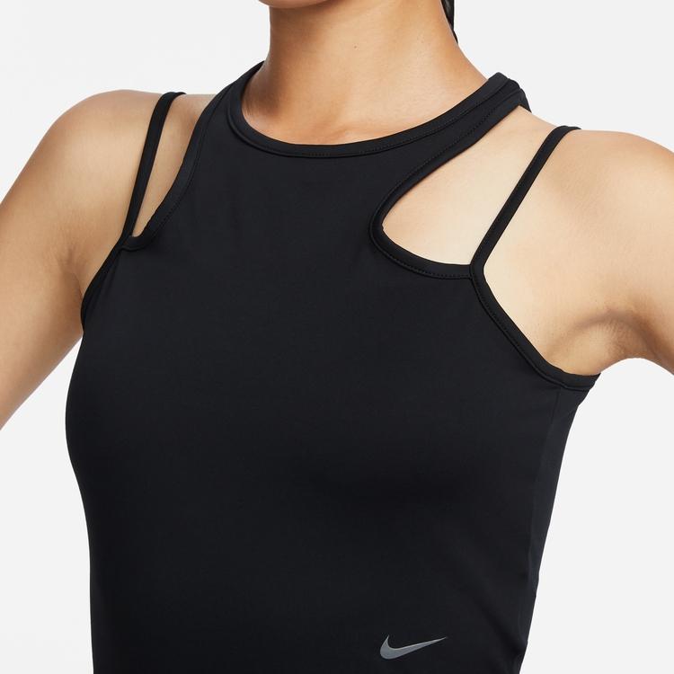 Nike Canotta da donna senza maniche girocollo con logo monocolore Dri-FIT Nera DX6488-010