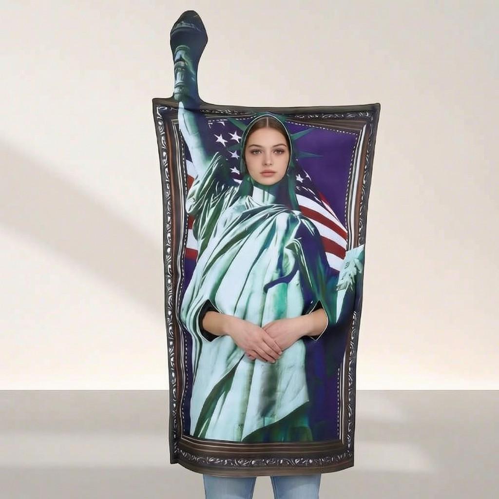 Halloween Cosplay Costume Sponge Suit With Statue Of Liberty Frame For Adult And Kids Party