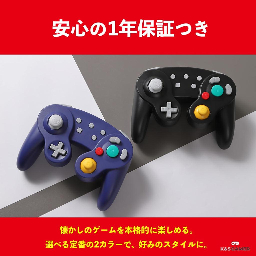 controls x controller for 2 USB charging support compatible [GC-style Wireless] GameCube-style Switch/Switch Vibration, Turbo, PC/Steam (Navy)