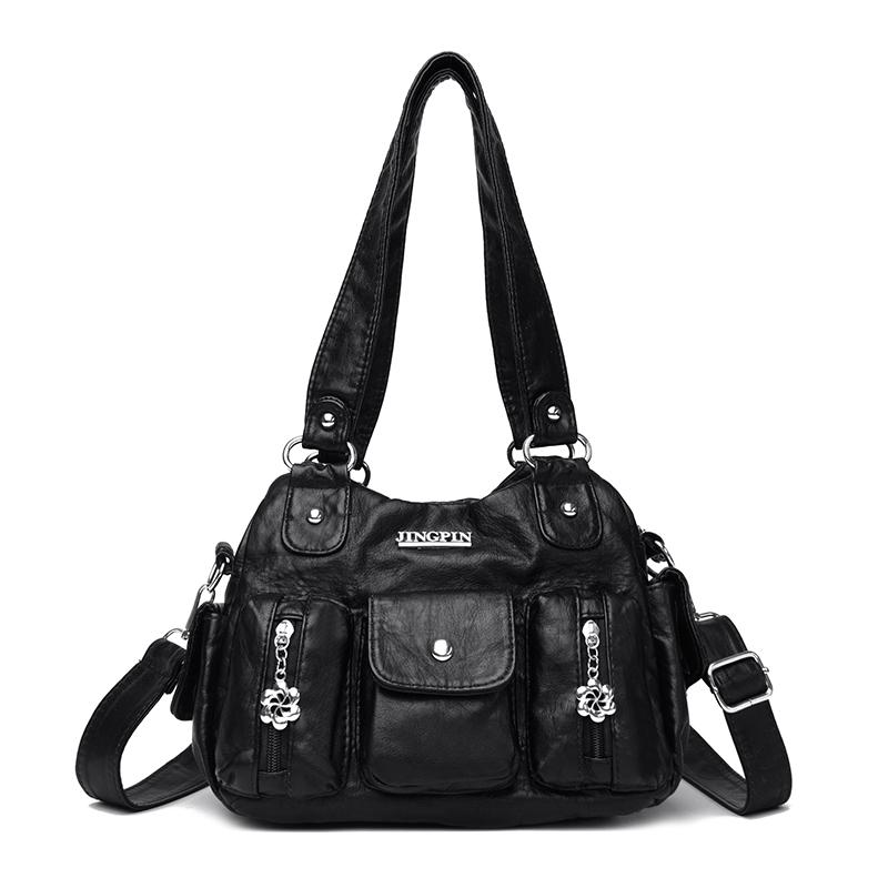 Solid Color Shoulder Bags For Women 2025 Fashion Soft Leather Casual Tote Bag Ladies Retro Messenger Crossbody Bag Commuting Sac