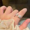 Elegant French Zircon Pearl Flower Ring: High-End Versatile Jewelry for Women