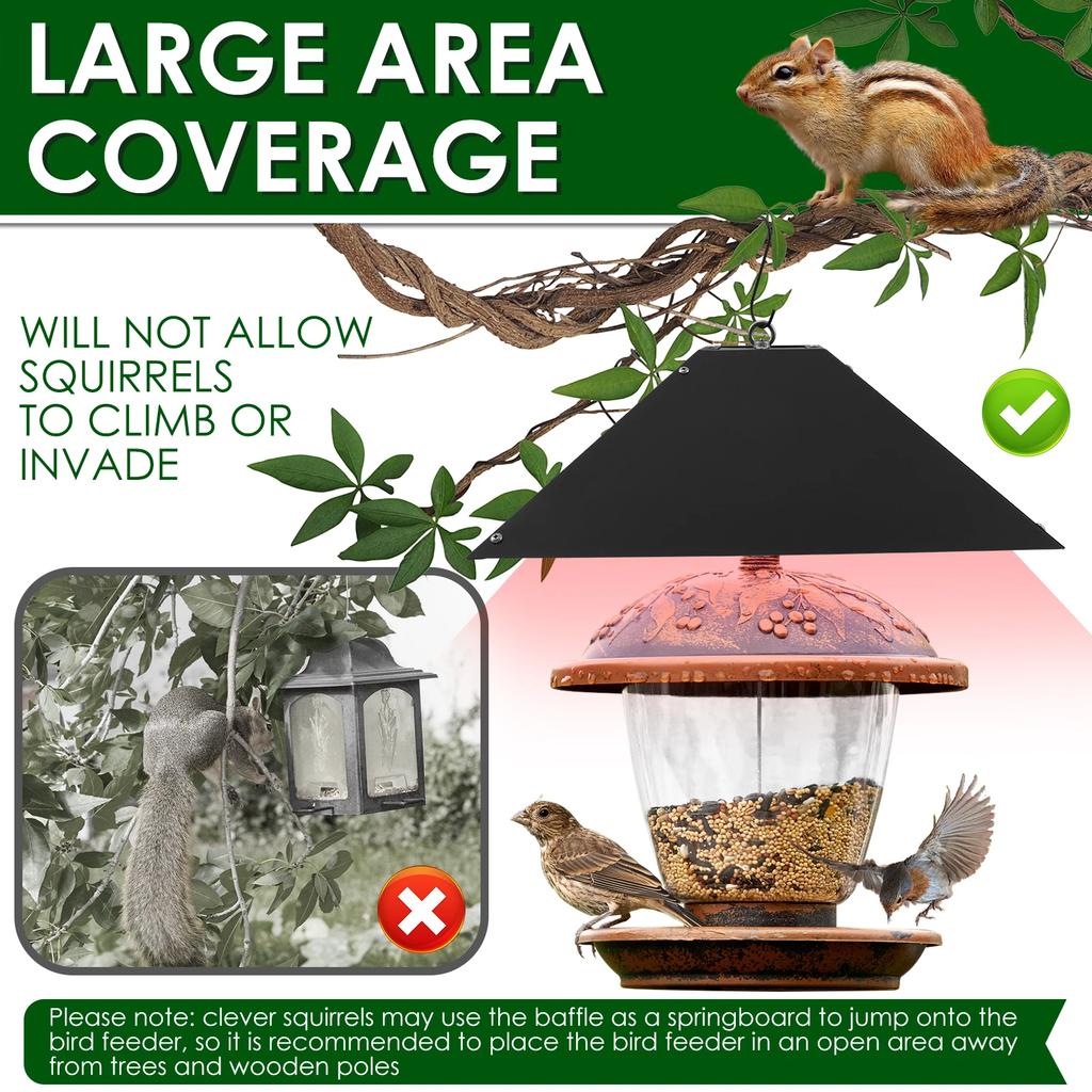 Squirrel Baffle Metal Bird Feeder Rod Baffle Effective Weatherproof Feeder Squirrel Protective Device for Hanging Bird Feeders