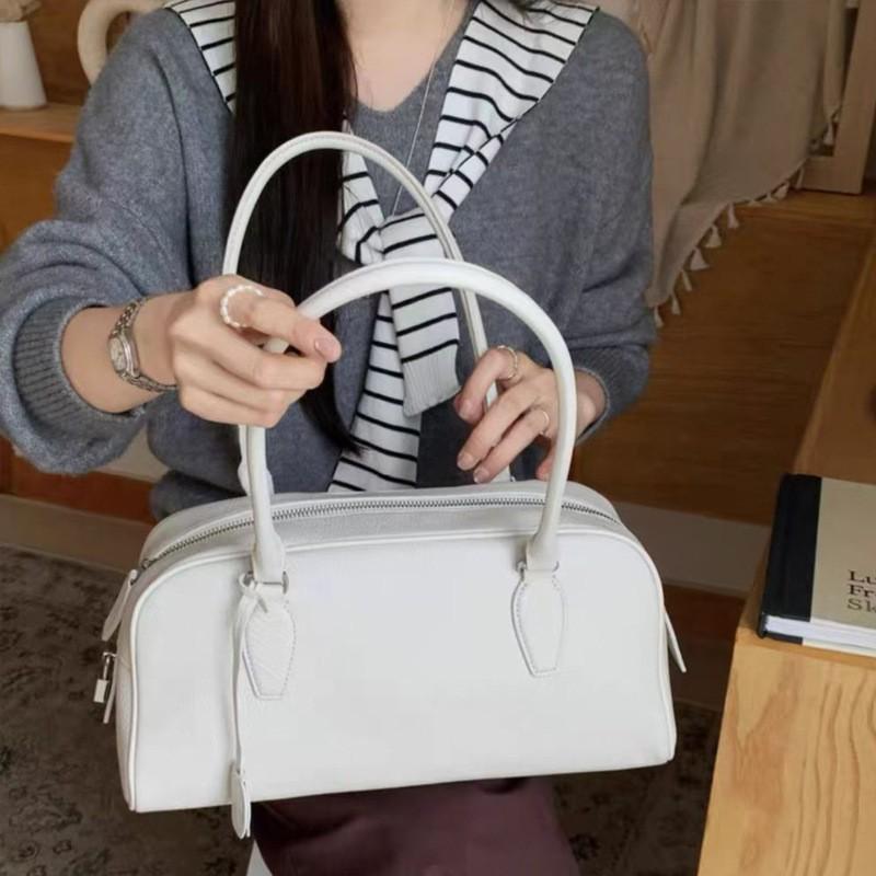 First Layer Cowhide Retro Minimalist Style Large-capacity Handbag Fashionable Texture Long-handled Leather Underarm Shoulder Bag