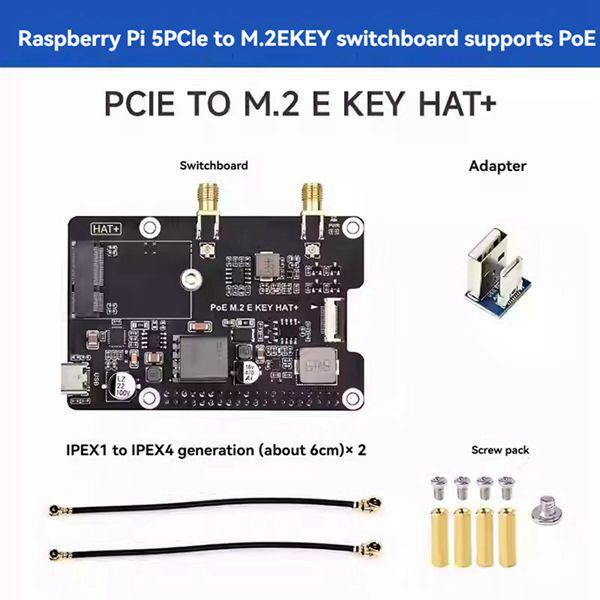 

Black PCB Set: Raspberry Pi 5 PCIe to M.2 E Key with PoE Compatibility Other
