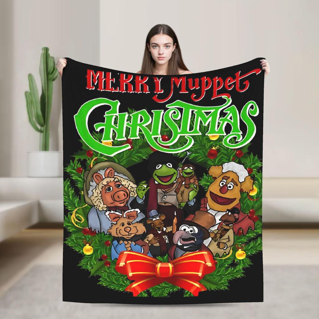 The Muppet Christmas Carol 20th Anniversary Muppet Show Flannel Blanket Novelty Throw Blankets for Home 150*125cm Bedspread