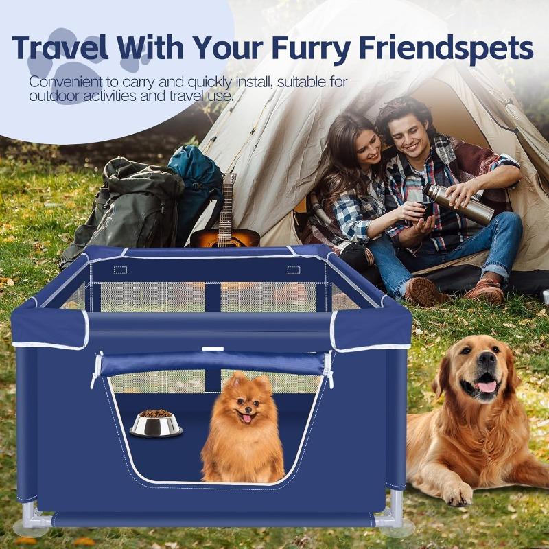 42x42x25,6 cala składany przenośny miękki kojec dla szczeniąt z bramką, klatka do ćwiczeń wewnątrz i na zewnątrz oddychająca dla zwierząt