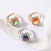 Classic Silver Color Finger Rings For Women Elegant Tourmaline Zircon Engagement Wedding Statement Gold Filled