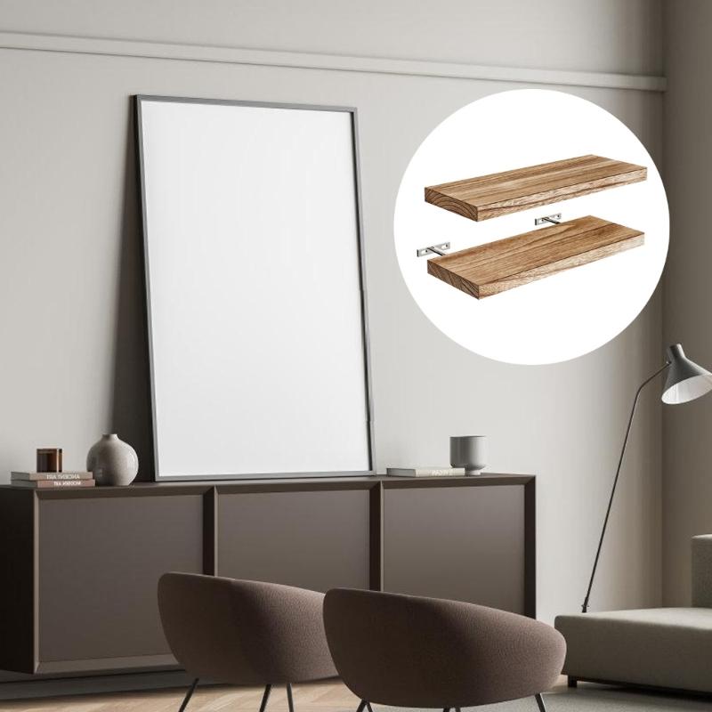 2 Pezzi Mensole Galleggianti per Parete Legno Naturale 40cm Robusti Organizer per la Conservazione Marrone Chiaro Facili da Montare Decorazioni per la Casa