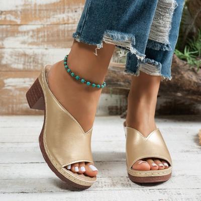2026 Women Comfortable Sandals Summer Trend Heel High Heels Shoes Women Outdoor Slip On Open Toe Flip Flops Slippers