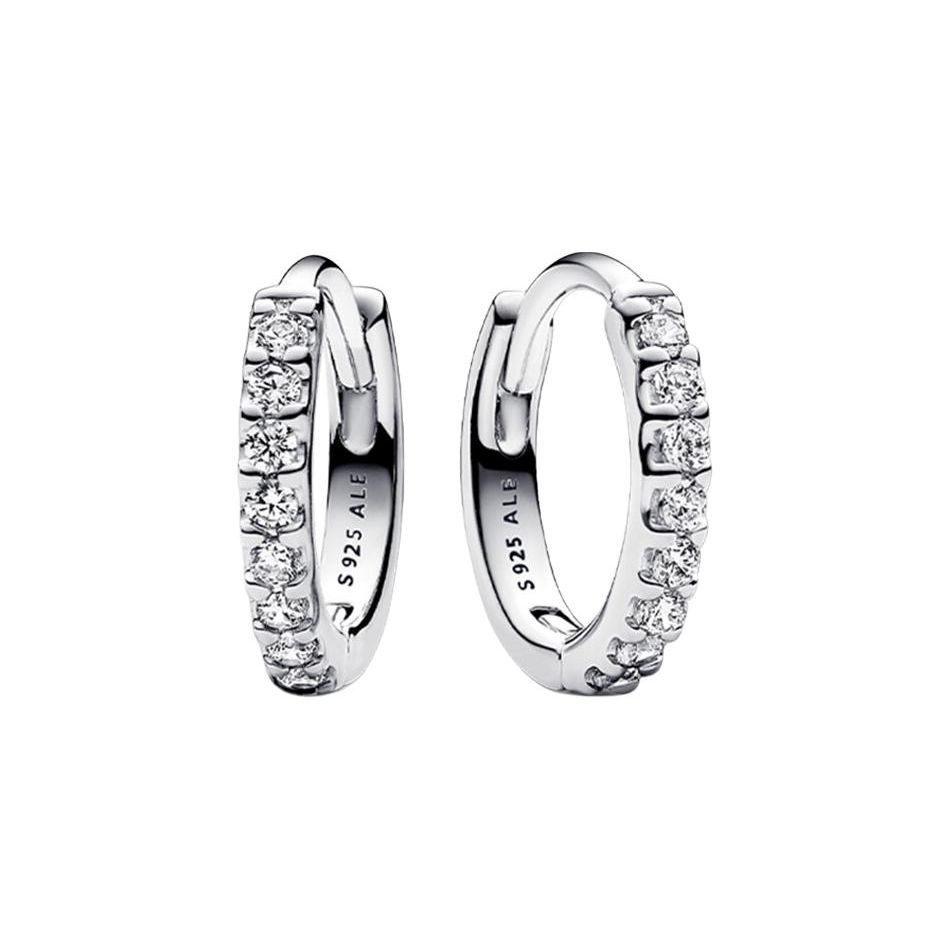 Pandora Logo Design 925 Silver Cubic Zirconia Earrings Women earrings 293015C01 Box