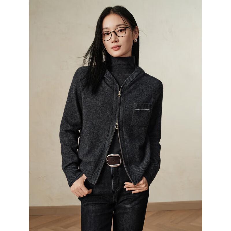 JOUSIE ANNACO Women's Hooded Knit Sweater with Wool and Yak Cashmere