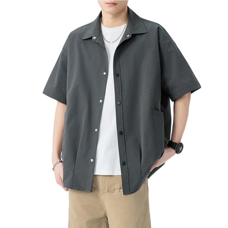 

[wechose] [3D draping] shirt men s summer clothes short sleeve cargo shirt big size Relaxing casual business y shirt breathable Thin cool Cool feeling