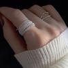 Personality Design Trendy Silver Color Multi-line Ring for Women Girl Charm Opening Irregularity Finger Ring Set Party Jewelry