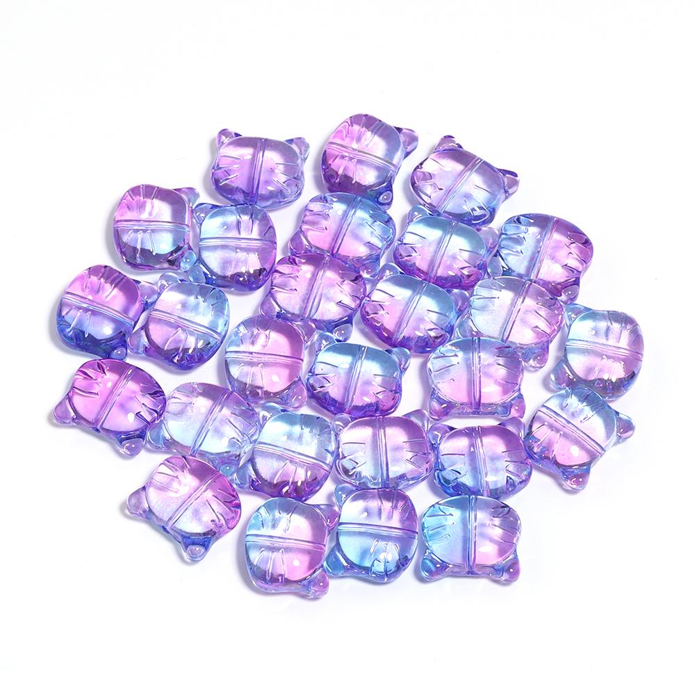 30Pcs Cat Head Glass Beads Cute Cartoon Kitten Lampwork Loose Bead for Jewelry Making Accessories DIY Bracelet Necklace Pendant
