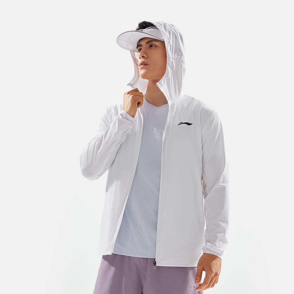 Li Ning Running Series Solid Color Zip-Up Hooded Comfortable Breathable Versatile Mirror Sun Protection Sports Jacket Men Jacket AFDV249-2