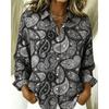 Women's Long Sleeve Paisley Print Button Down Casual Shirt Elegant Daily Blouse Tops In Blue for Spring Summer