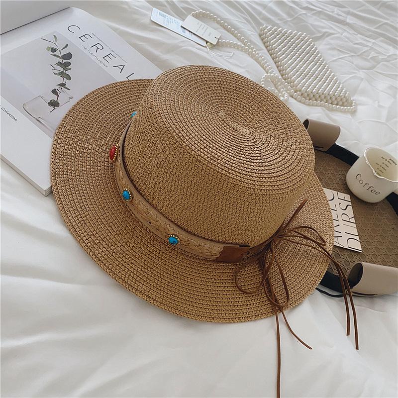 New original ethnic style straw hat women's spring and summer beach outing sun hat retro straw woven sun protection hat