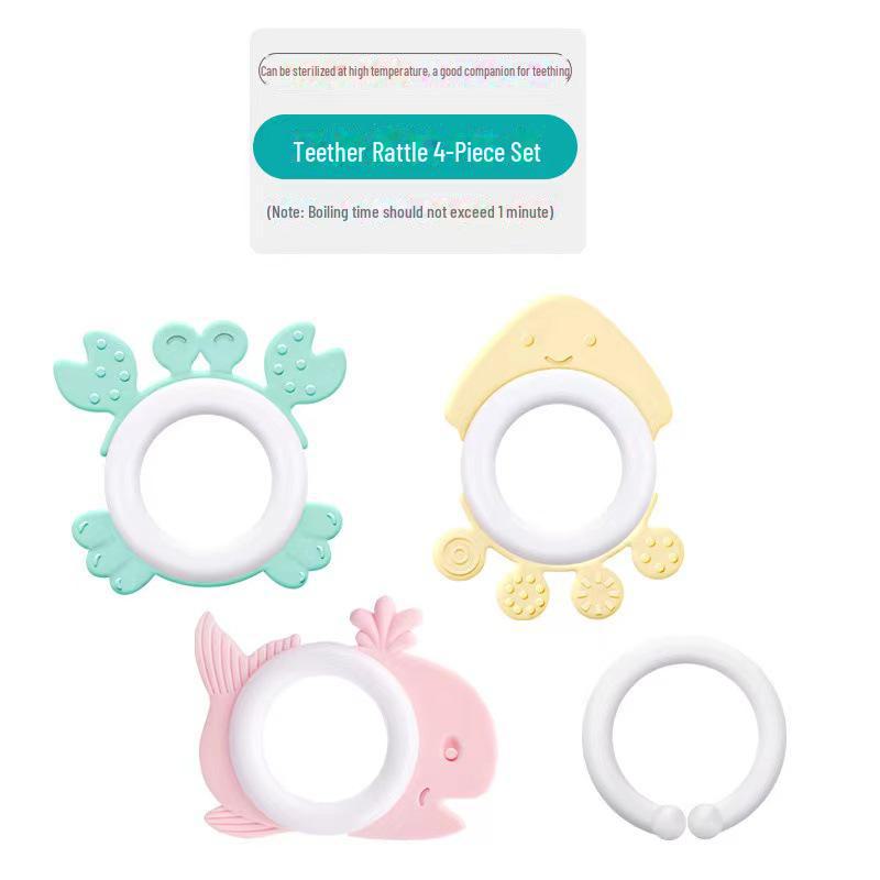 Soft Rubber Teething Rattle & Grasping Ball for Babies 0-12 Months