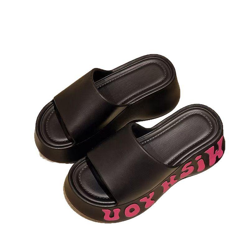 EVA thick-soled slippers personalized summer soft elastic cool slippers high-heeled sandals home