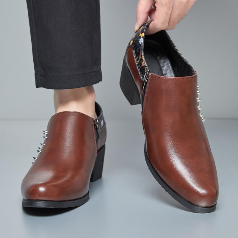Fashion Hot Selling Men's Banquet Dress Shoes Groom's Wedding Shoes Europe America High-end Elegant Brown Men's Business Leather Shoes
