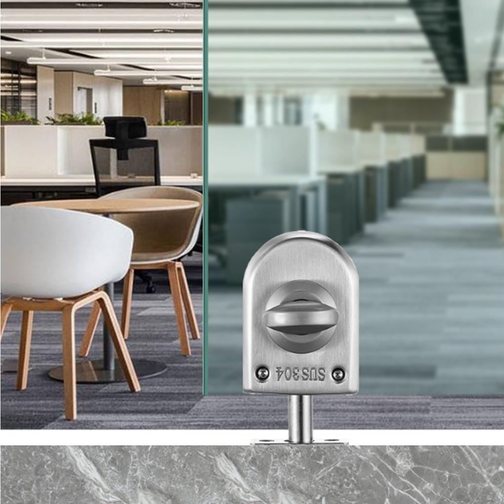 304 Stainless Steel Glass Lock Ground Bolt Ground Lock Anti-Theft Double Swing Hinge Frameless Sliding Door Lock, Brushed Finish