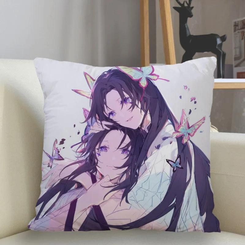 45x45cm Polyester Demon Slayer Pillowcase Sofa Decoration Cushion Cover  Home Decor