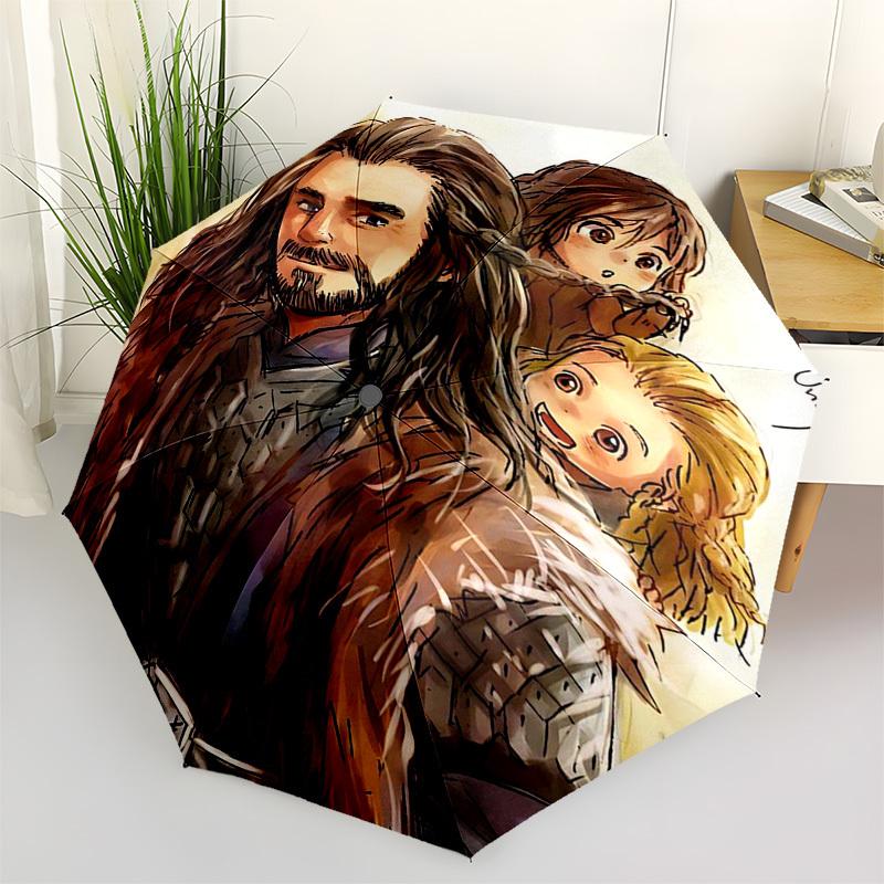 

1pc Outdoor Umbrella with Thorin Oakenshield Design - Automatic Opening/Closing, Portable Tri-Fold Design, 8-Rib Iron Frame - Perfect Gift for Fa