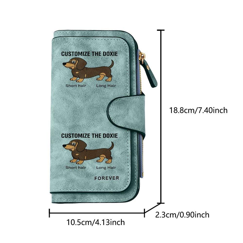 Dachshund pattern long zipper wallet large capacity card holder unisex clutch bag stylish zippered coin purse perfect for daily commuting shopping