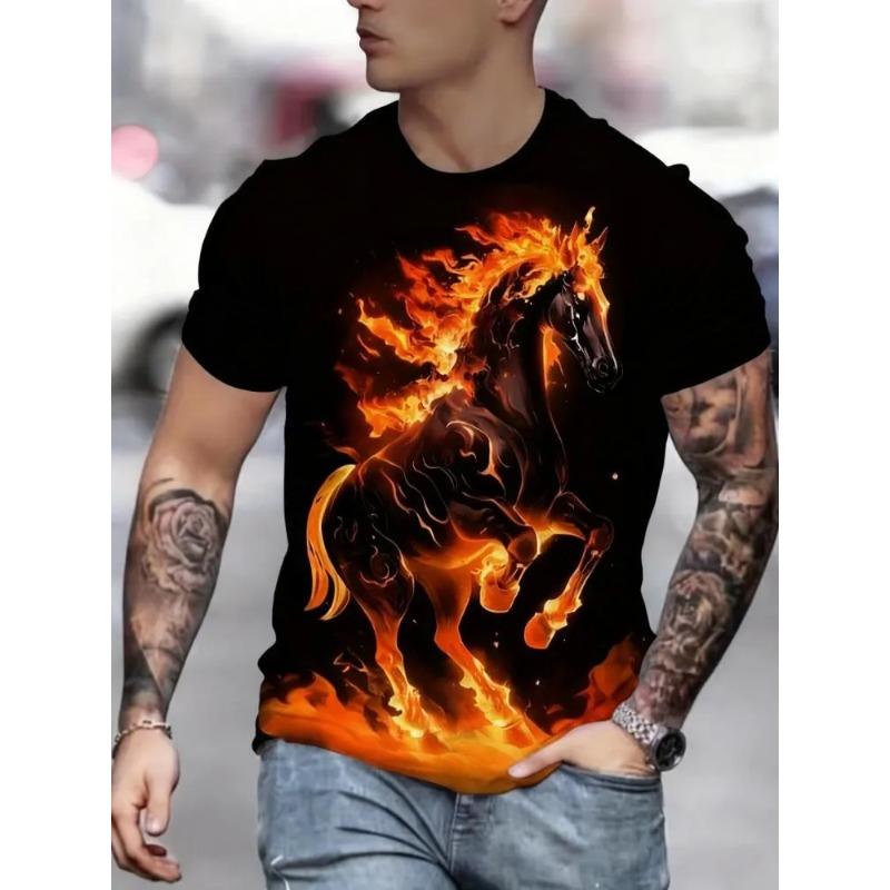

Casual Printed Top Fashionable Comfortable Short Sleeve Loose T-Shirts Men’s 6XL
