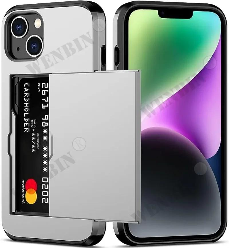 Etui Na iPhone 16 15 14 13 Pro Max Plus Uchwyt Wytrzymałe Ochronne Dwukolorowe Odporne na Wstrząsy Ukryta Slot na Karty Cienkie Pokrowiec Portfel