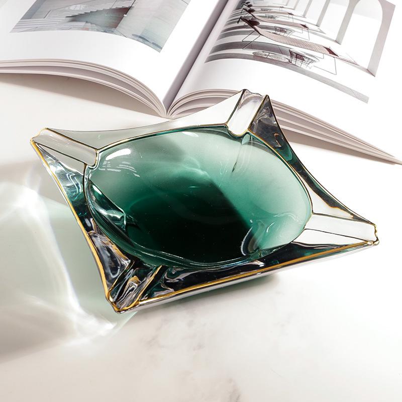 Large Crystal Glass Ashtray: Light Luxury Creative Decor for Home, Office, or Living Room