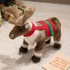 Deer Doll Plush Elk Figurine Christmas Reindeer Decoration with Golden Accents Festive Fairy Tale Christmas Decor