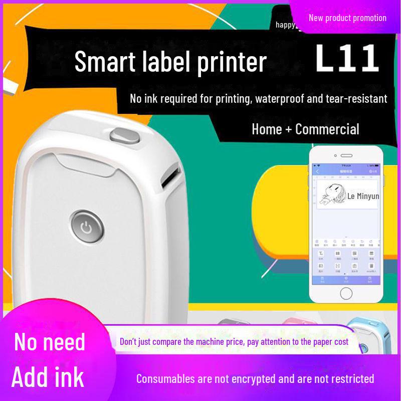 

Портативный термопринтер этикеток Leminyun L12 с Bluetooth, компактный ручной дизайн, совместимый с этикетками D11 12*22*260 белый