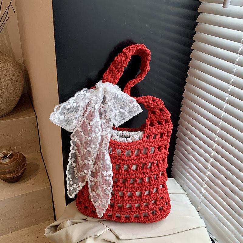 Lazy Wind Bag Women's New Popular Fashion Woven Shoulder Bag Large Capacity Tote Bag Commuter Bag