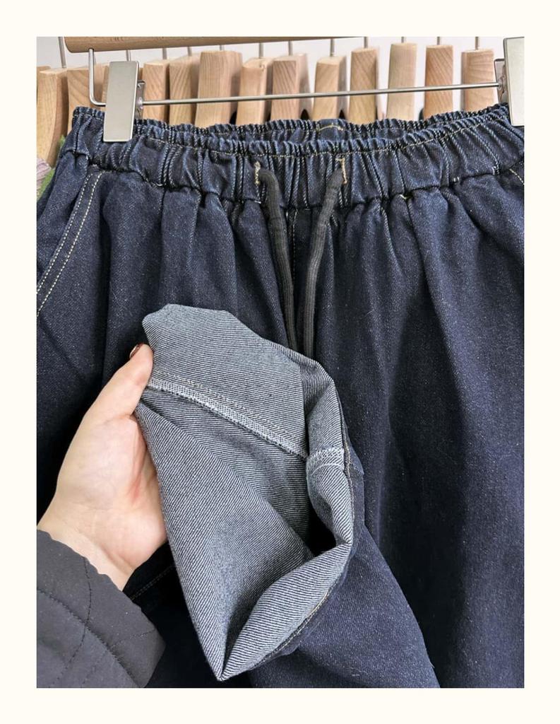 Xiao Wang's Spring Elastic Drawstring High Waist Loose Plus Size Retro Harem Jeans