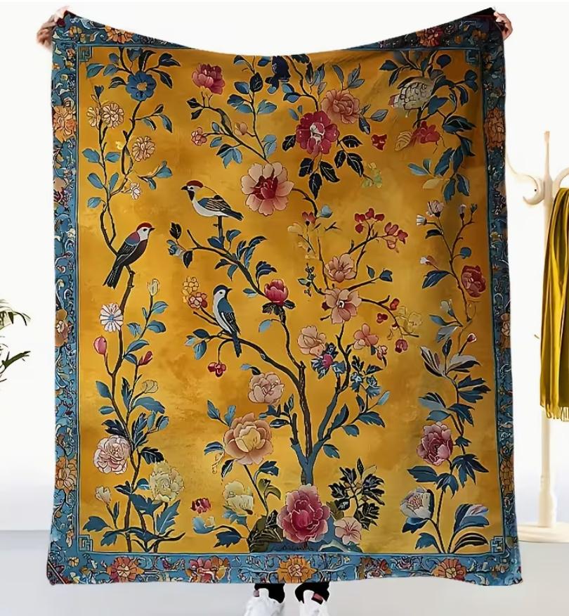 Versatile Majestic Eagle Over Mountains Printed Flannel Blanket Shawl – Ultra-Soft and Skin-Friendly, Perfect for Nap, Travel
