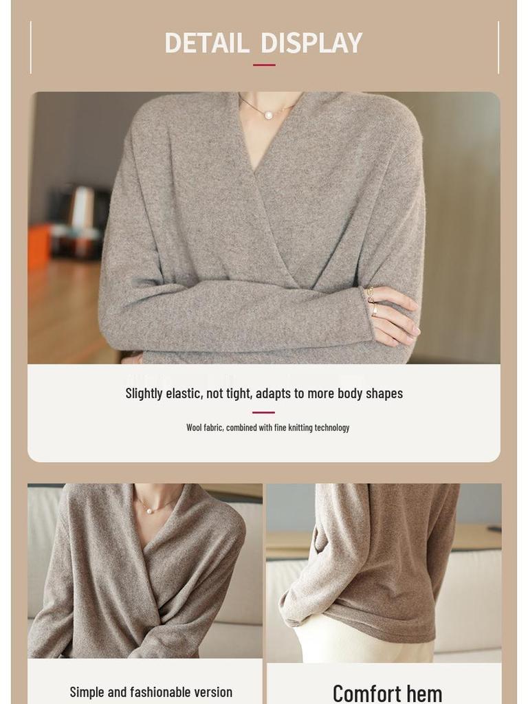 Chic Wool Knit V-Neck Cardigan: Casual, Loose Fit, Slimming, Long Sleeve Sweater for Women (Autumn/Winter)