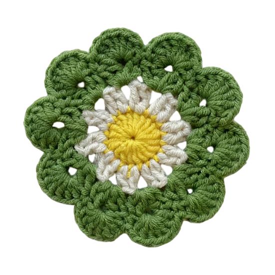 Handmade Crochet Flower Coaster Heat-Resistant Cup Mat for Mugs Glasses Soft Non-Slip Absorbent Table Protector Mat Cute Kitchen Desk