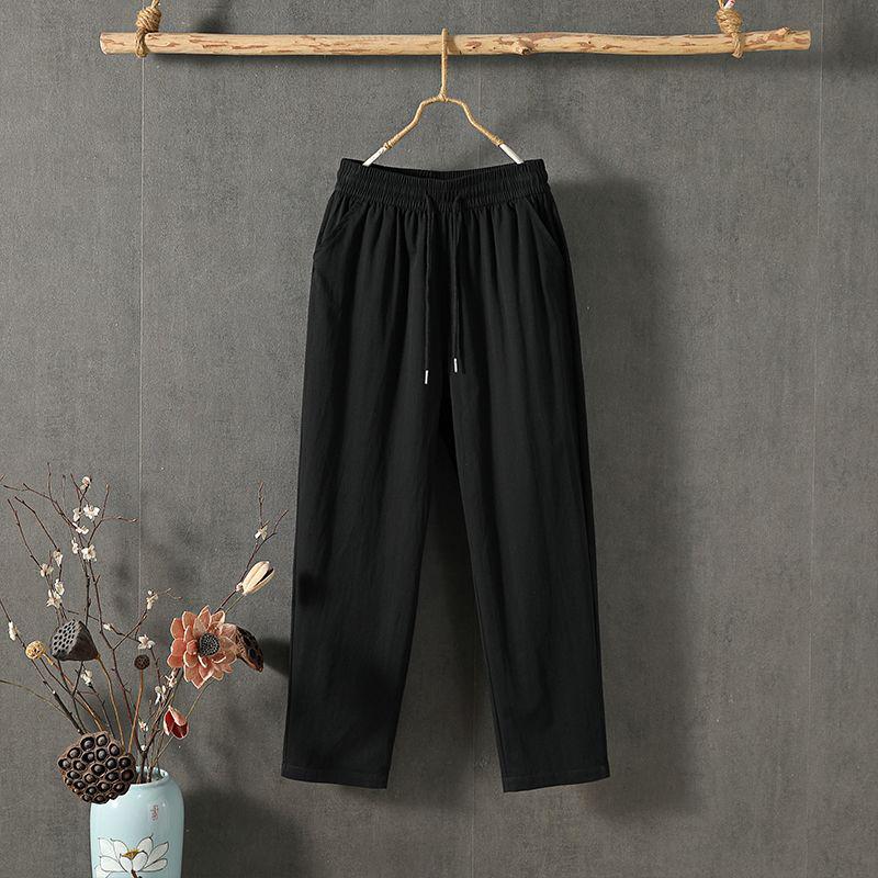 

Women s Cotton & Linen Slimming Loose Straight-Leg Pants - Versatile Spring/Autumn Nine-Tenth Length M 45-50 kg