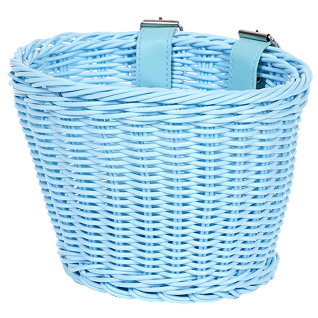 Kids Bike Front Basket Waterproof Plastic Woven Bike Basket Childrens Bicycles Handlebar Basket Easy To Install