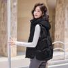 New Women's Lightweight Sleeveless Hooded High-quality Jacket Solid Color Thickened Warm Sports and Leisure Loose Cotton Jacket