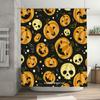 Spooky Halloween DecorPumpkin Jack Skellington Skull Shining In the Dark Bat Waving Curtain Set for Your Bathroom Decoration