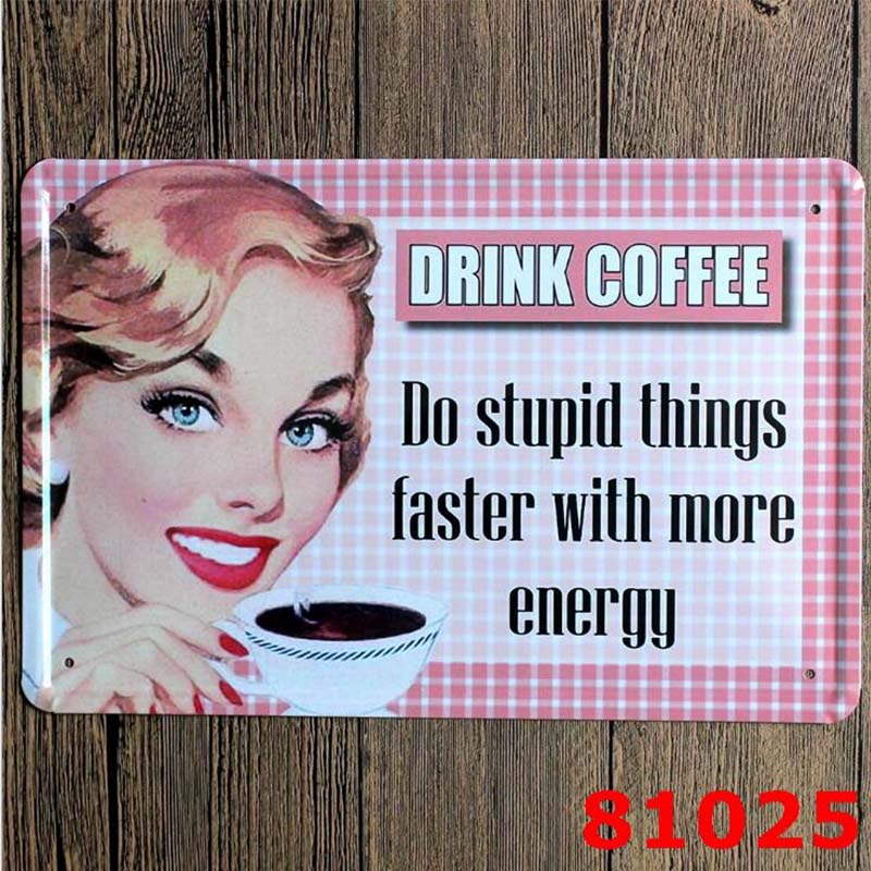 1pc Retro Metal Poster Coffee Sign Decor Plaque Vintage Tin Sign House Art License Poster Cafe Bar Metal Plates Wall Home Decor