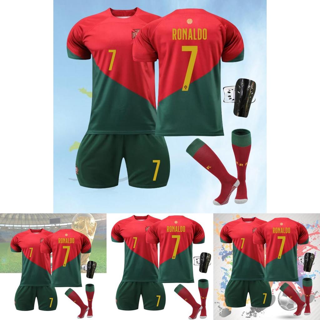 Kinder Portugal Fußball Trikot Set Weltmeisterschaft Fußballshirt Cristiano Ronaldo Nummer 7 Trikot Sportanzug