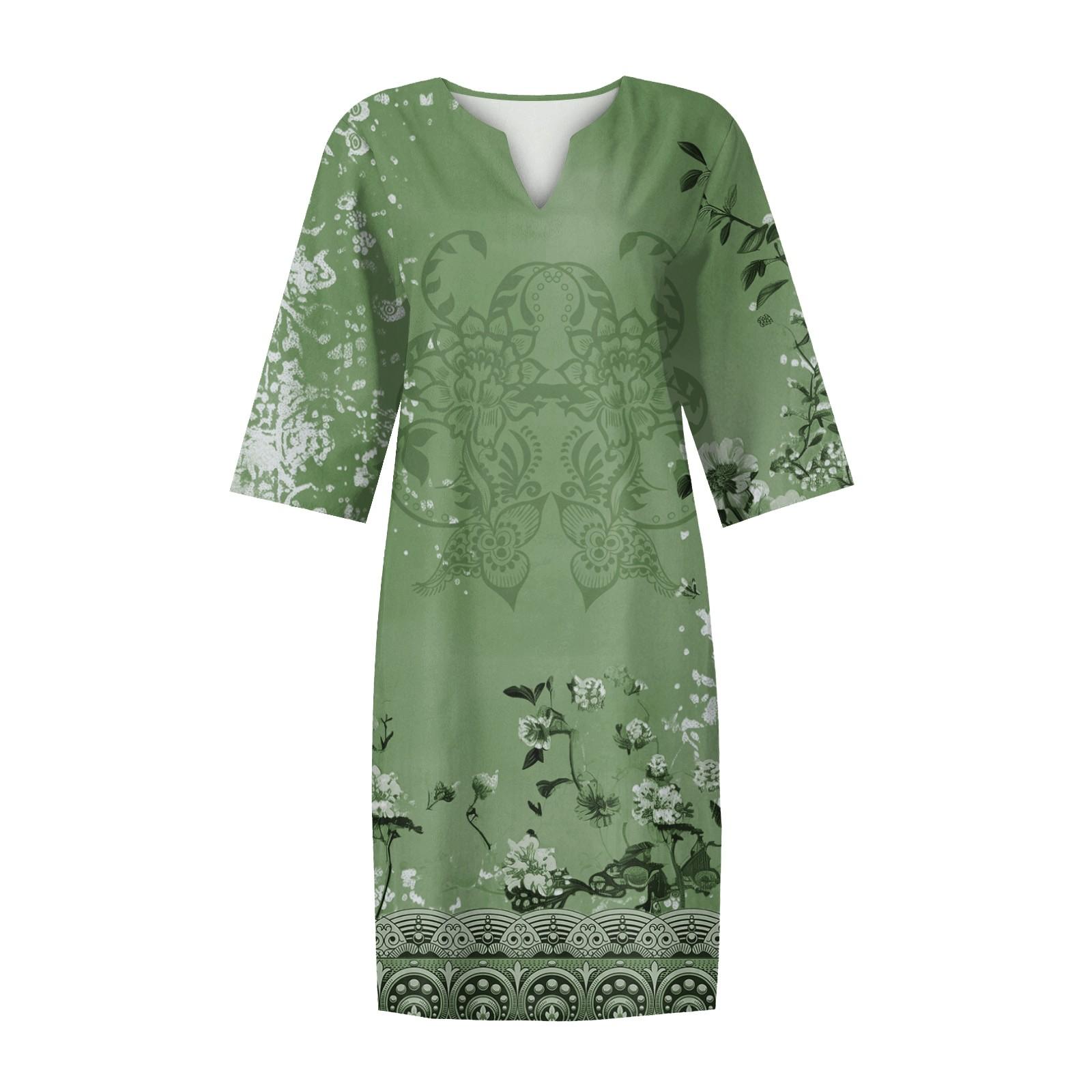 Женские летние платья Женское платье с v-образным вырезом и коротким рукавом с принтом — фото 5