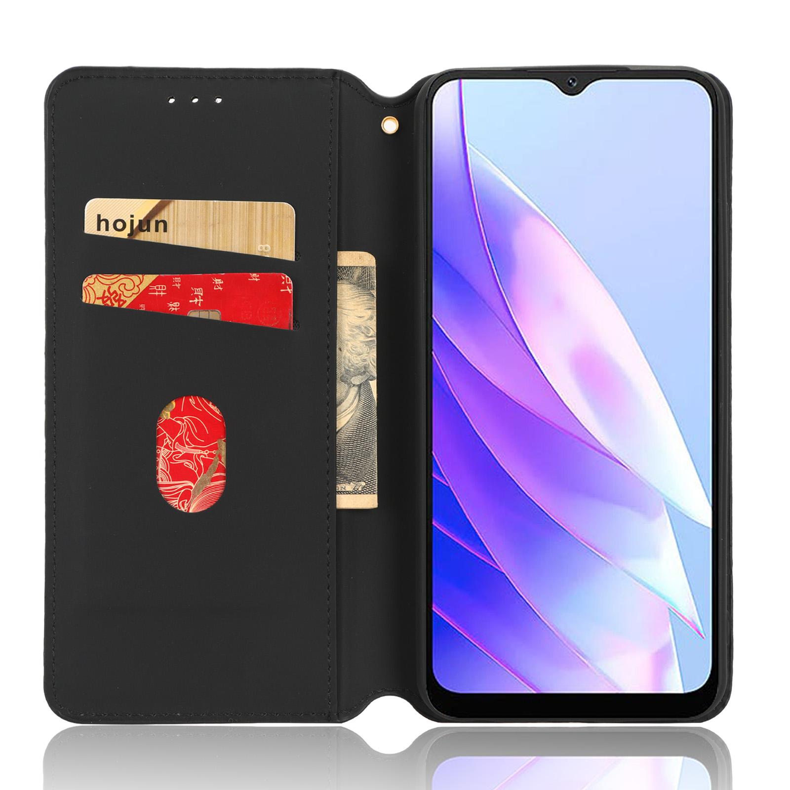 

For Blackview A52 4G/A52 Pro 4G Flip Phone Case Rhombus Pattern Imprinted PU Leather Wallet Stand Cover Blue