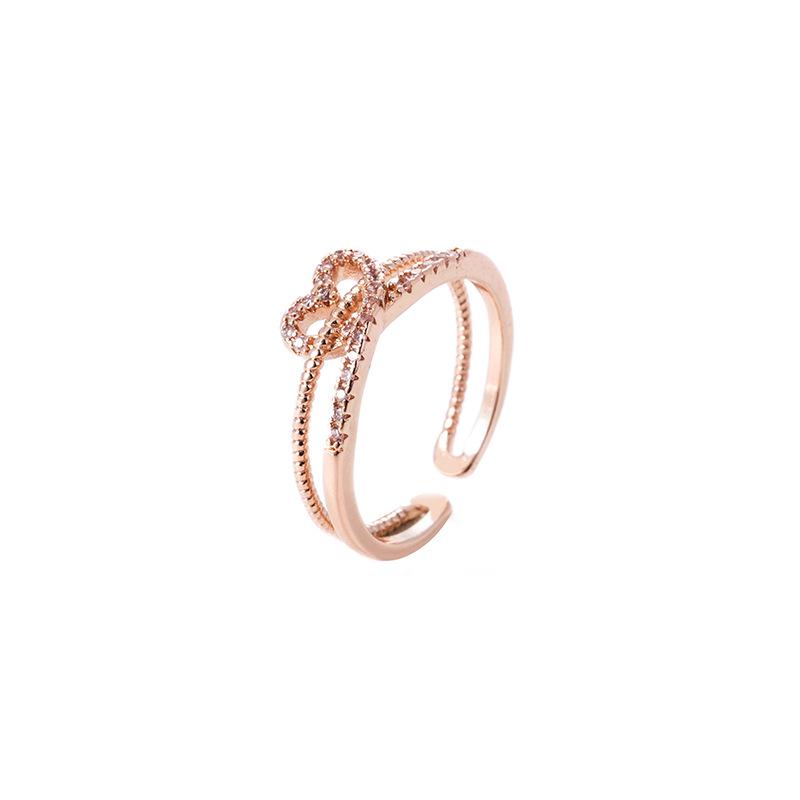 Adjustable Heart-Shaped Double-Layer Index Finger Ring - Cool European & American Style Jewelry