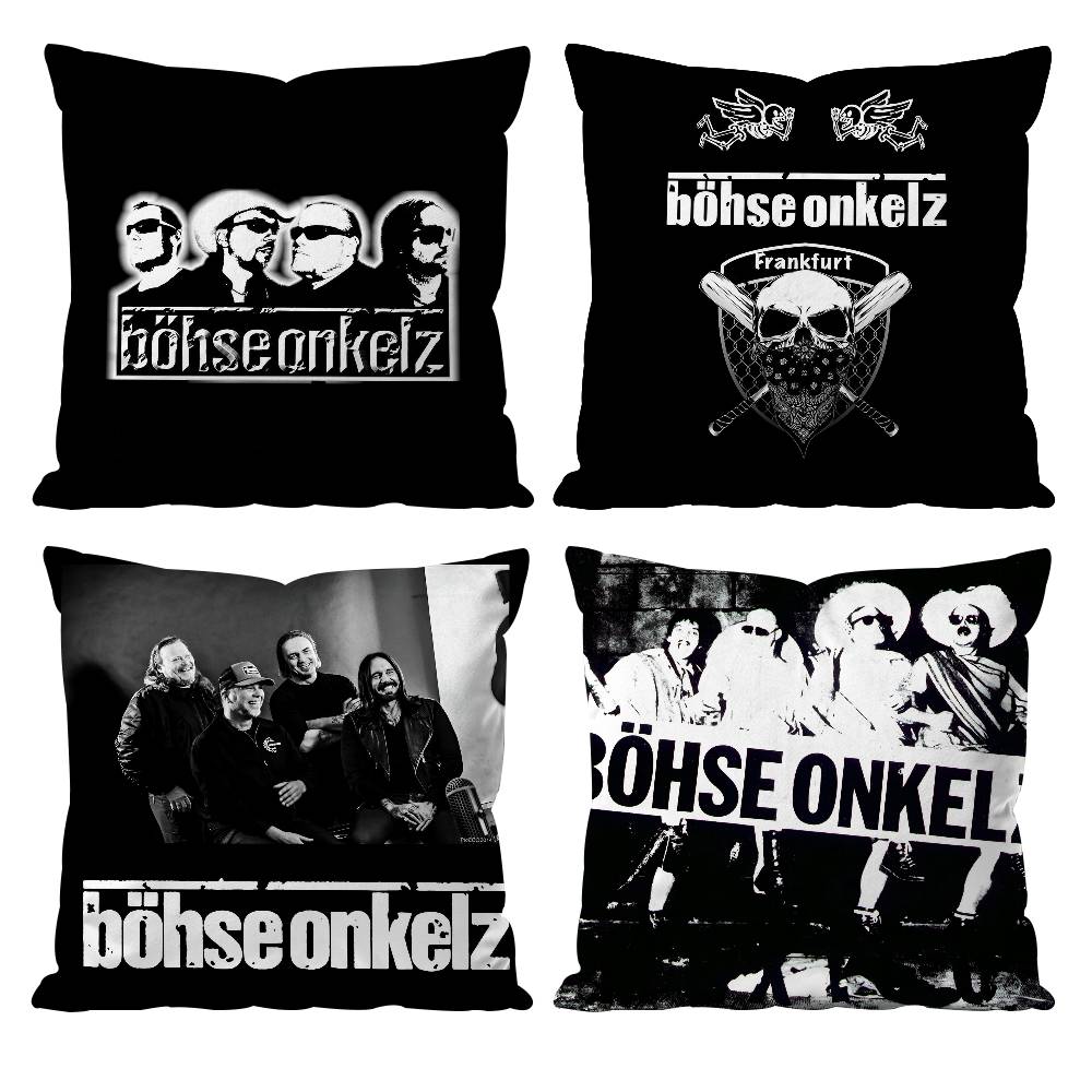 Rock B-Bohse o-Onkelz Pillow Case Anti-dustmite Pillowcase Invisible Zipper Silky Short Plush Sofa Cushion Cover