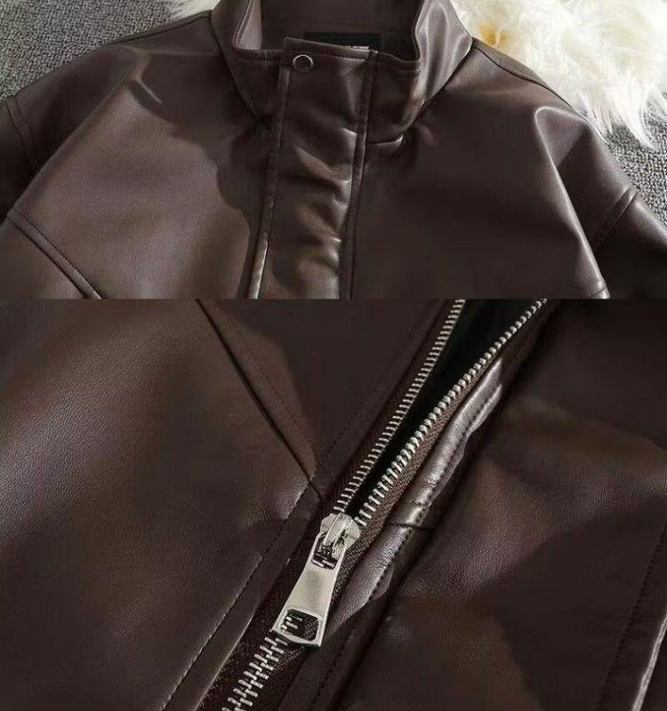 Men's High-End Retro PU Leather Motorcycle Jacket - Stand Collar, Spring/Autumn Fashion, PUNK Style.