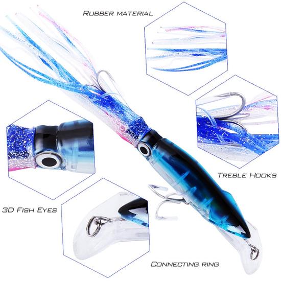 8pcs Fishing Lure Big Fishing Hook Bait Octopus Shape for Seawater Freshwater Fishing